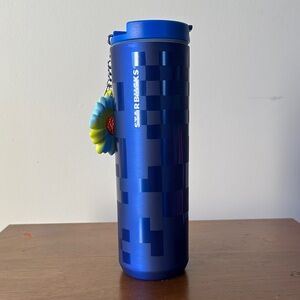 Starbucks Blue Tumbler with Floral Charm